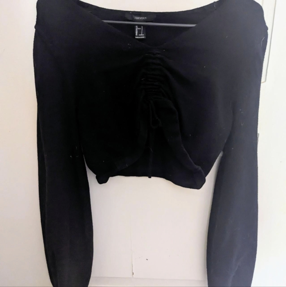 Cropped drawstring sweater